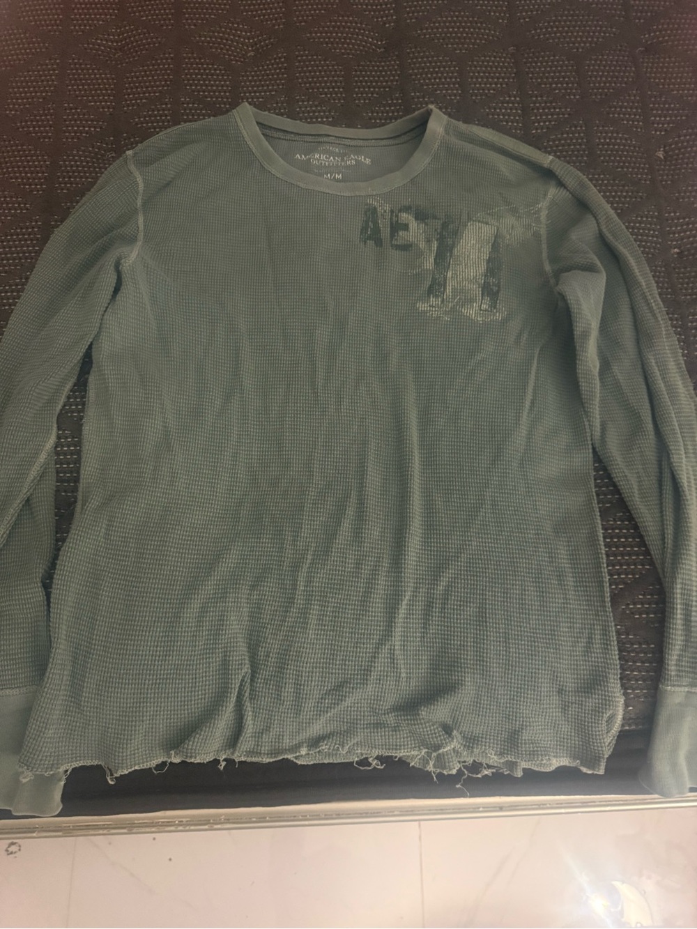 Vintage American Eagle Outfitters Men’s Long-Sleeve Thermal Shirt - Green